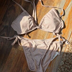 Shimmering Nude Pink Bikini Set